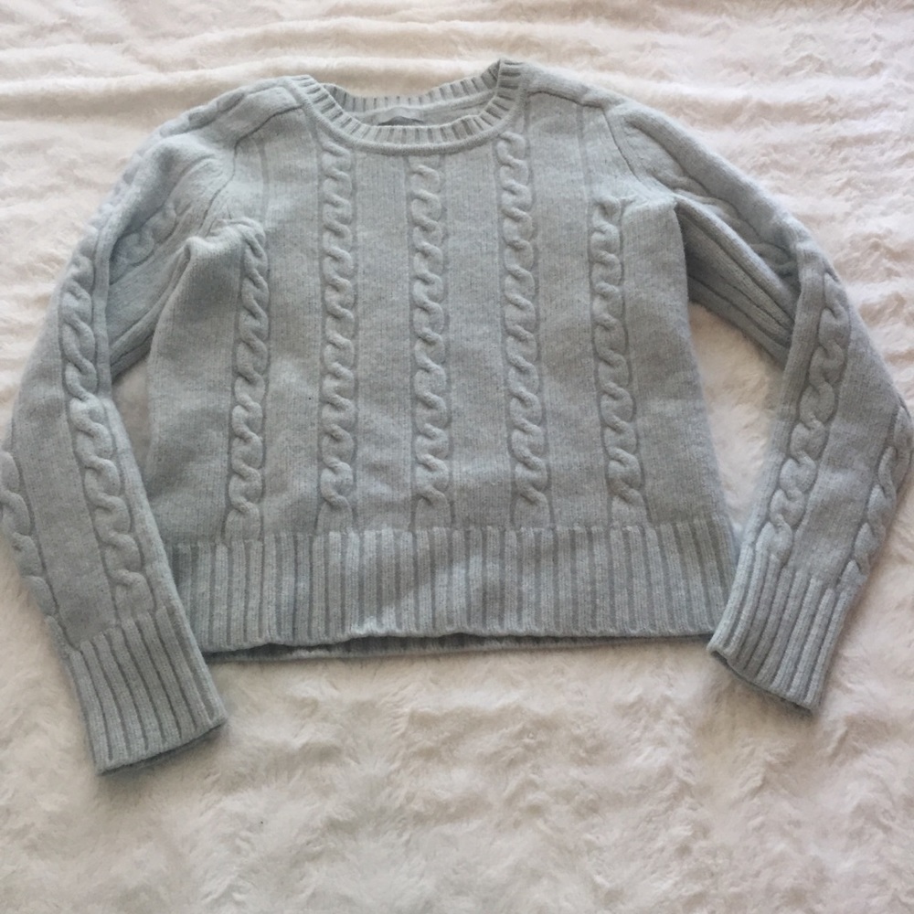 J Crew Thick light blue cable knit sweater - Picture 1 of 4